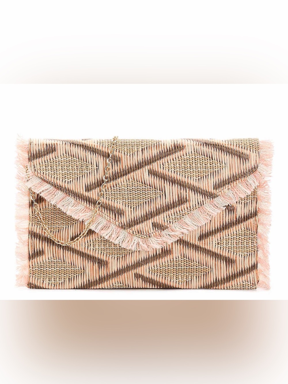 Urban Expressions "Dominica" Woven Geometric Clutch Bag with Gold Chain